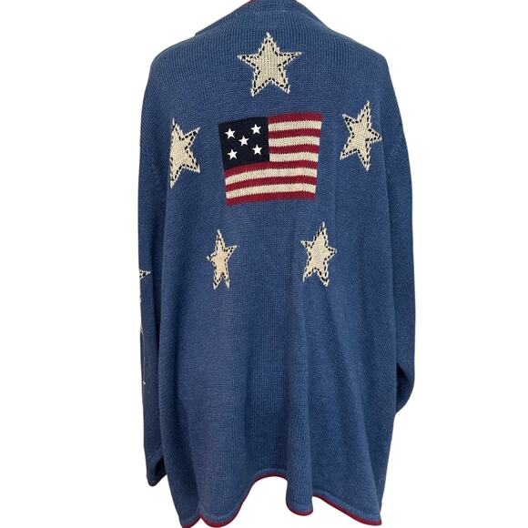 CJ Banks Christopher&Banks Embroidered Sweater USA Flag Women’s 3X Ramie Cotton - Picture 2 of 8